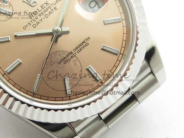 MiroTime 0307 Neat Day-Date 40mm 228239 BP New Dial Version 904 SS RG Stick Markers Dial on SS President Bracelet A 2819